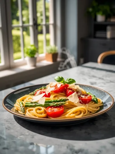 Best Asparagus Tomato Pasta Recipe - cooking process