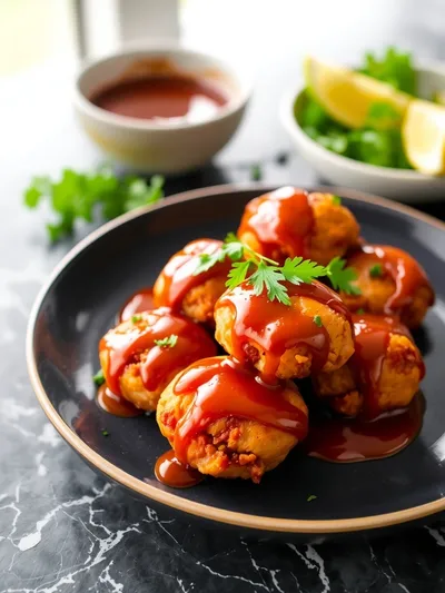 Baked Honey BBQ Chicken Bites - ready to serve