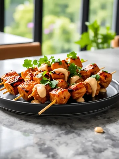 Bang Bang Chicken Skewers - ready to serve