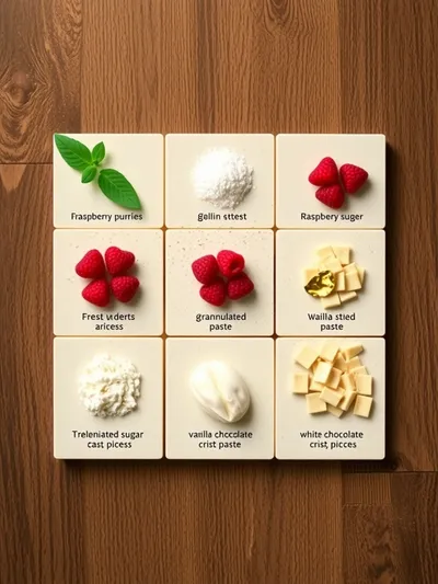Bavarois Framboise with White Chocolate Crisp - ingredients preparation
