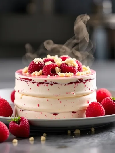 Bavarois Framboise with White Chocolate Crisp