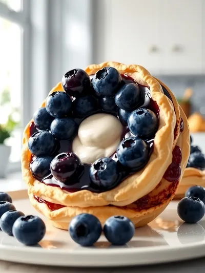 Blueberry Pastry Rings with Vanilla Cream Filling