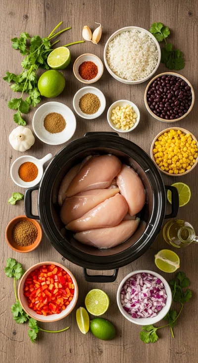 Chicken Burrito Bowl – Slow Cooker Recipe - ingredients preparation
