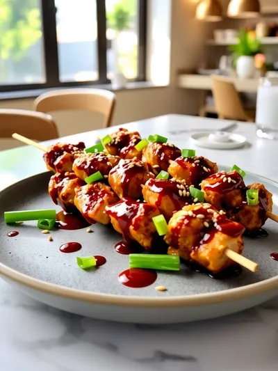 Chicken Skewers with Korean BBQ Sauce - ready to serve
