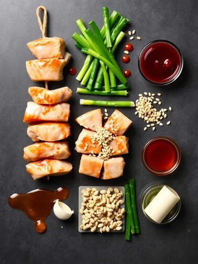 Chicken Skewers with Korean BBQ Sauce - ingredients preparation
