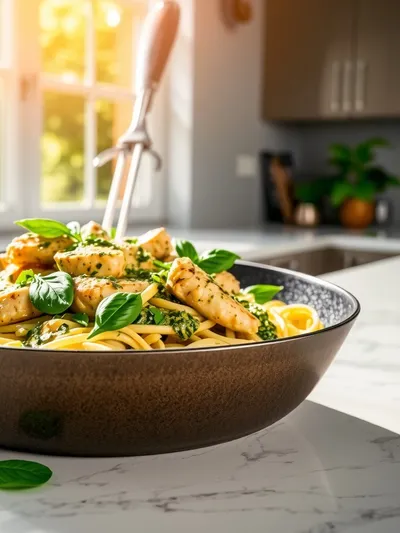Creamy Pesto Chicken Pasta Skillet