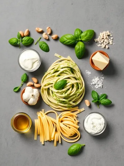 Creamy Pesto Pasta Sauce – Quick & Easy - ingredients preparation