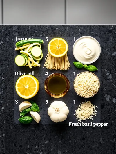 Creamy Zucchini Lemon Pasta - ingredients preparation