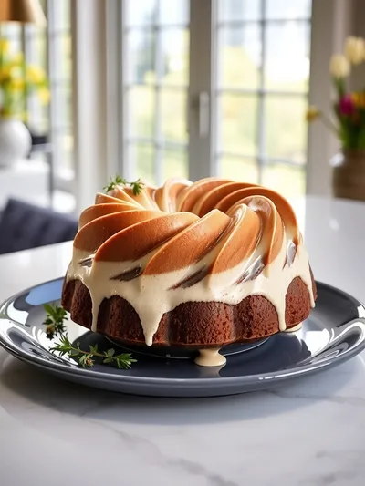 Easter Swirl Bundt Cake - ready to serve