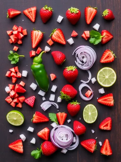 Fresh Strawberry Salsa Recipe - ingredients preparation