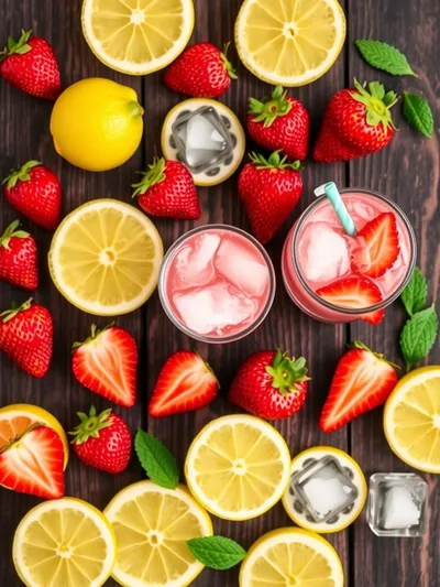 Easy Frozen Strawberry Lemonade - ingredients preparation