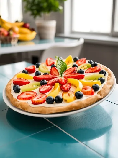 Fruit Pizza – Easy Dessert Pizza with Fresh Fruit - ready to serve