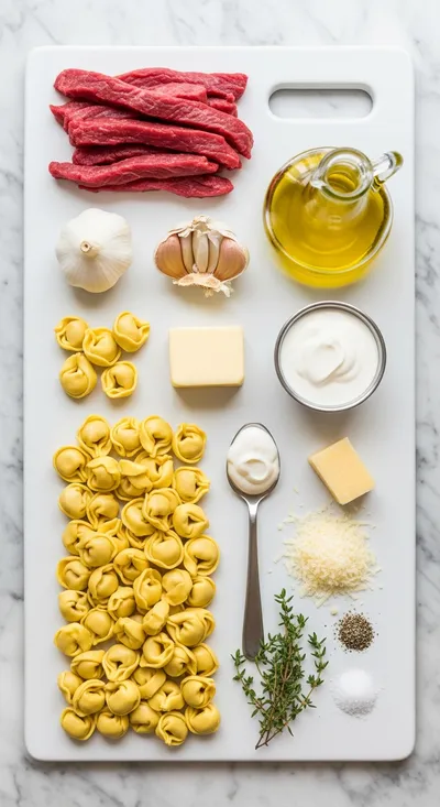Garlic Steak Tortellini Recipe - ready to serve