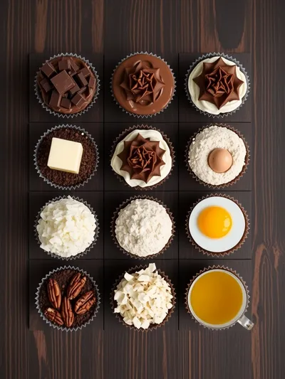 German Chocolate Cupcakes – Mini Cake Delight - ingredients preparation