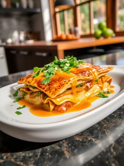 Green Chile Chicken Enchilada Casserole - ready to serve