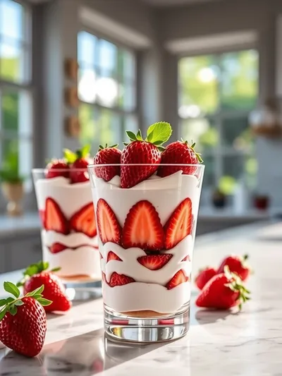 Layered Strawberry Yogurt Mousse Cups