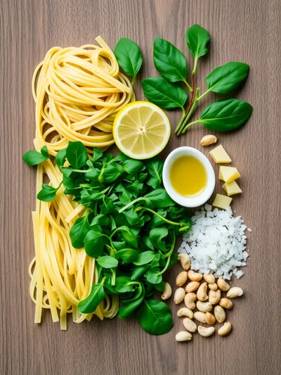 Lemon Arugula Pasta Salad - Fresh & Easy - ingredients preparation