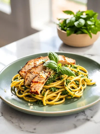 Light Pesto Pasta With Chicken - cooking process