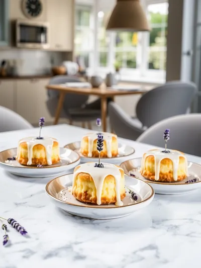 Mini Lemon Cakes With Lavender Glaze - ready to serve
