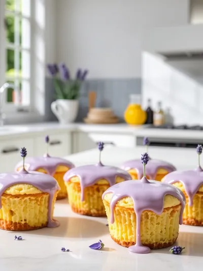 Mini Lemon Cakes With Lavender Glaze