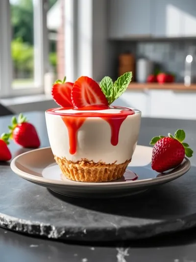 No-Bake Strawberry Cheesecake Cups – Creamy Layers - ready to serve