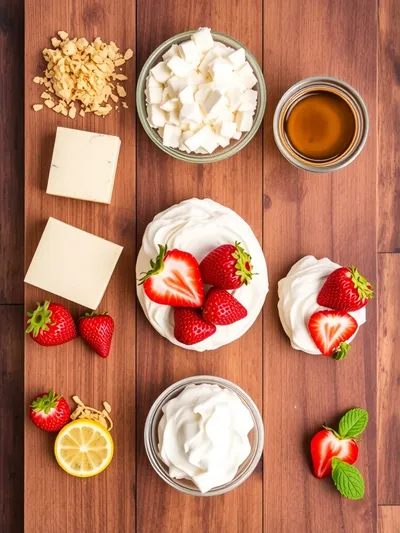 No Bake Strawberry Cream Cheese Pie - ingredients preparation