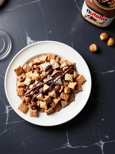 Nutella Puppy Chow Chex Mix - cooking process