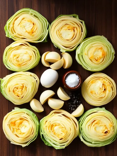 Oven Roasted Garlic Cabbage Steaks – Healthy & Easy - ingredients preparation