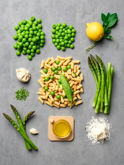 Pea and Asparagus Pasta – Super Spring Orzo - ingredients preparation