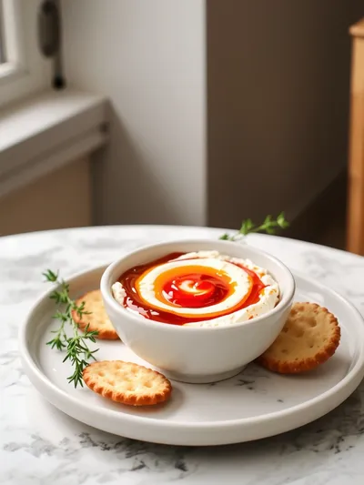 Pepper Jelly Goat Cheese Dip - ready to serve