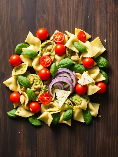 Pesto Tortellini Pasta Salad - ingredients preparation