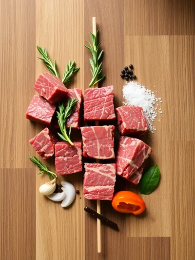 Rosemary Garlic Steak Kebabs - ingredients preparation