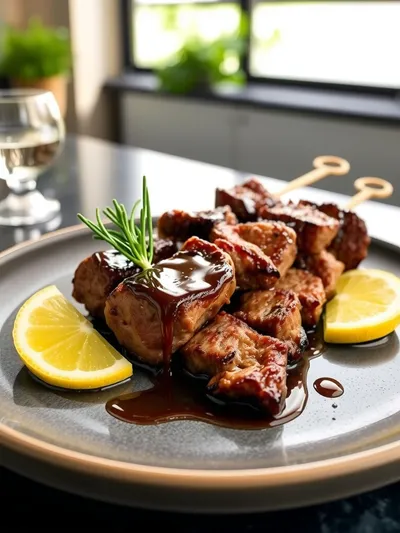 Rosemary Garlic Steak Kebabs - ready to serve