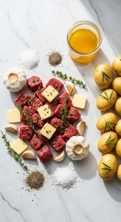 Slow Cooker Garlic Butter Beef Bites – Easy Cozy Dinner - ingredients preparation