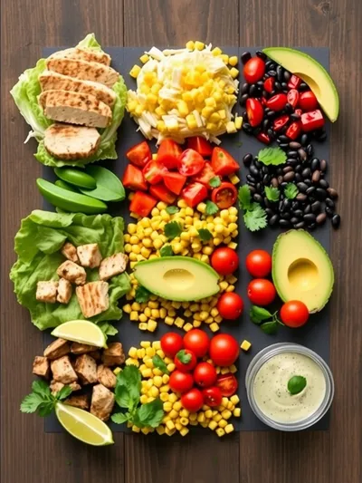 Southwest Chicken Salad with Cilantro Lime Dressing - ingredients preparation
