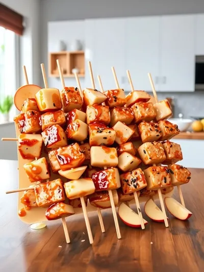Sticky Apple Chicken Skewers - ingredients preparation