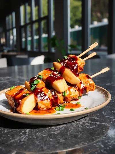Sticky Apple Chicken Skewers - cooking process