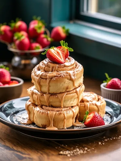 Strawberry Cinnamon Rolls - ready to serve