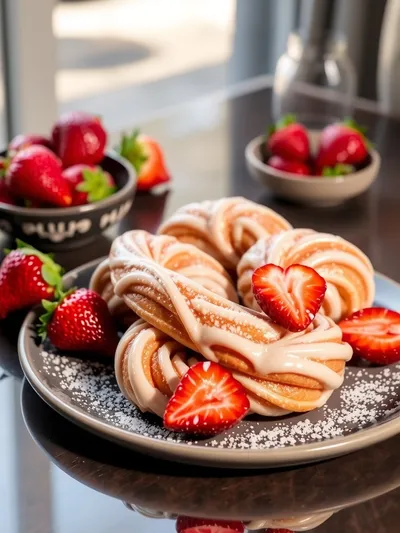 Strawberry Glazed French Crullers - cooking process