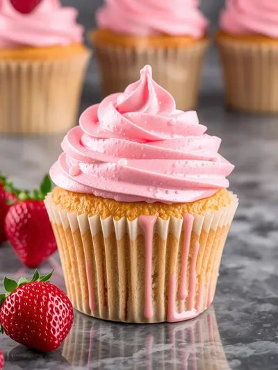 Strawberry Milkshake Cupcakes – Sweet & Creamy