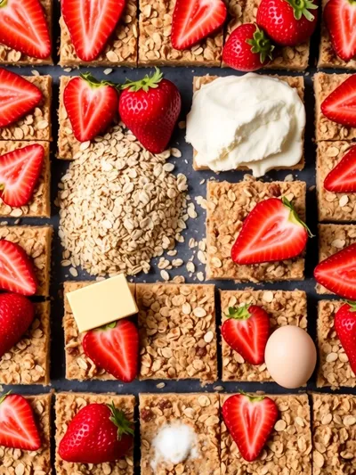 Strawberry Oatmeal Crumble Bars – Easy Breakfast Treat - ingredients preparation