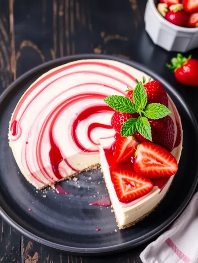 Strawberry Swirl Cheesecake - cooking process