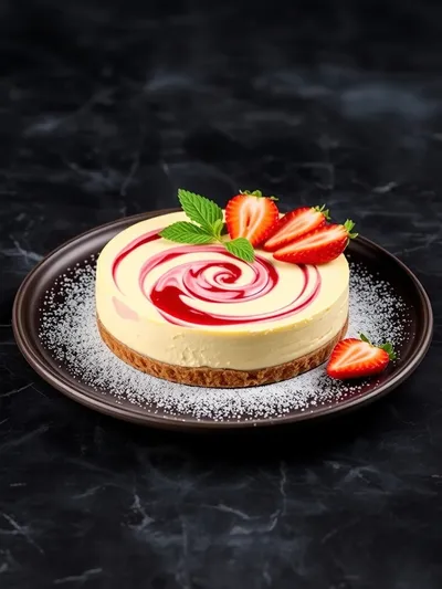 Strawberry Swirl Cheesecake Recipe - ready to serve