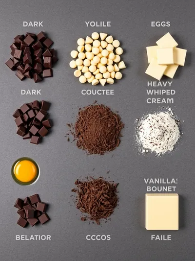 Triple Chocolate Mousse Cake – Decadent Dessert - ingredients preparation