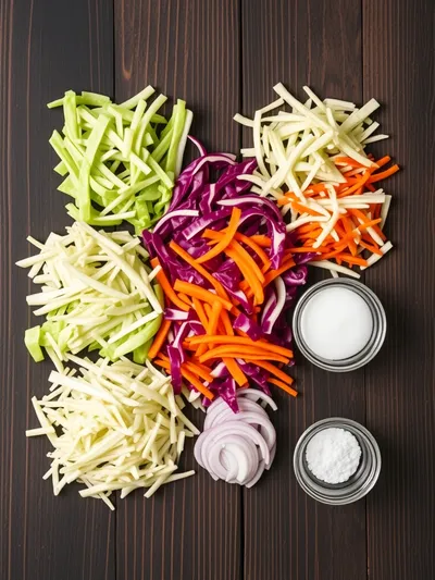 Vinegar Coleslaw (No Mayo) - ingredients preparation