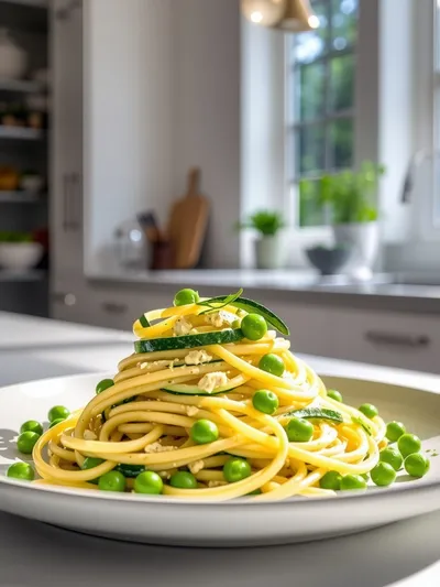 Zucchini Ricotta Summer Pasta With Peas
