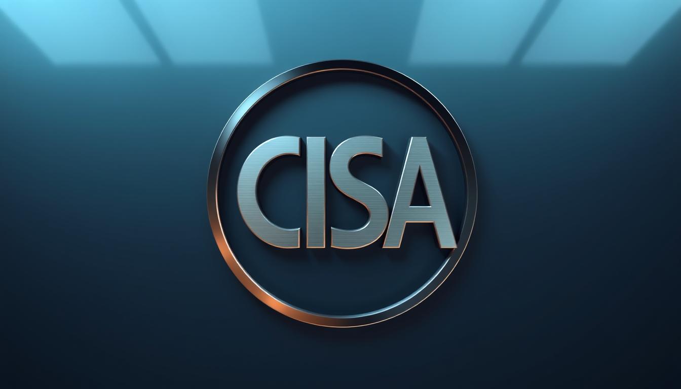 A sleek and modern CISA certification logo, rendered with precision and clarity. The central emblem, a stylized 'CISA' acronym, stands out against a clean, minimalist background. Subtle metallic accents and a high-gloss finish convey a sense of professionalism and expertise. The composition is well-balanced, with the logo occupying the foreground and the background subtly hinting at the broader context of information security and compliance. Soft, directional lighting casts gentle shadows, adding depth and dimensionality to the design. The overall aesthetic is one of authority, credibility, and the pursuit of technical excellence.