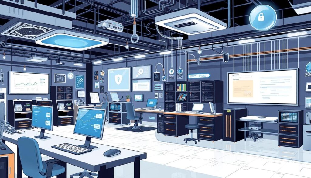 An image of a cybersecurity hub with various resources and tools