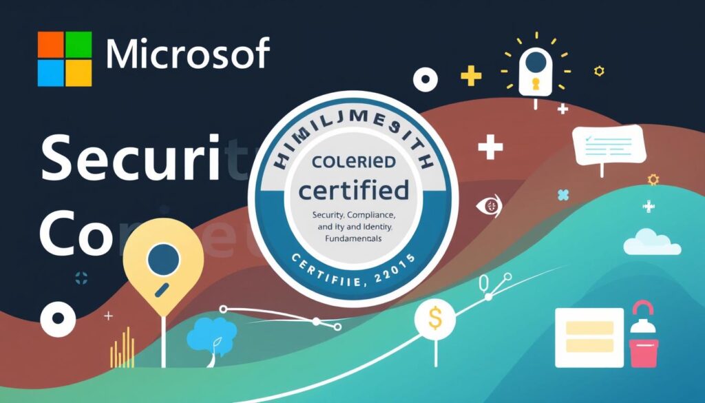 An image representing Microsoft security certifications or the Microsoft Certified: Security, Compliance, and Identity Fundamentals certification logo.