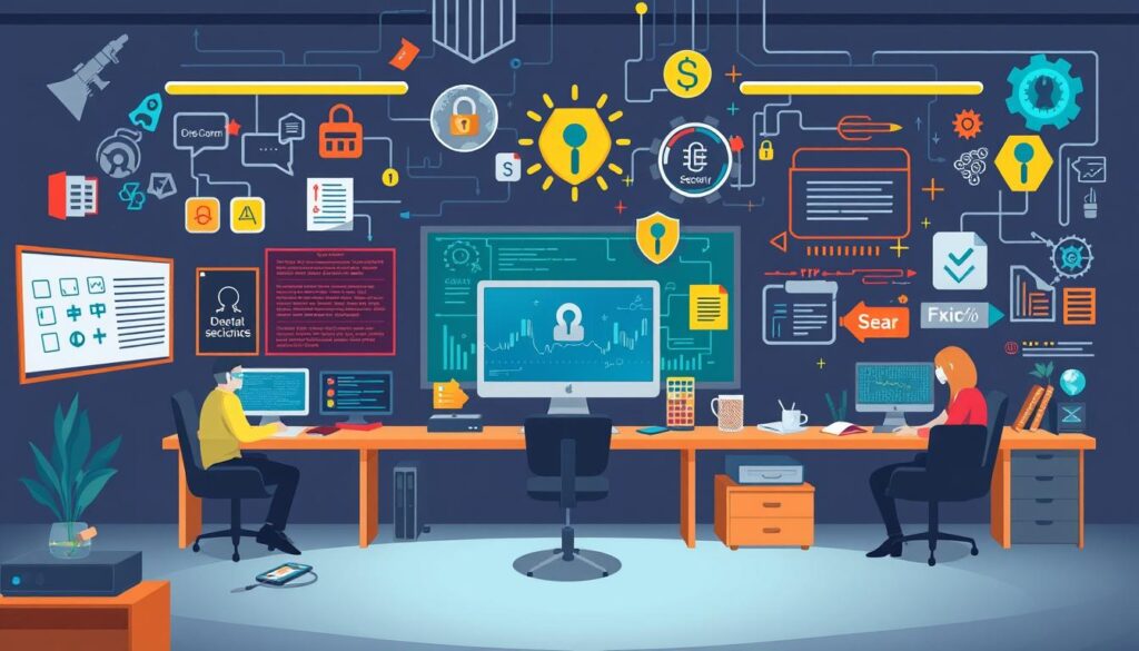 An image representing a comprehensive cybersecurity course covering various aspects of security and hacking.